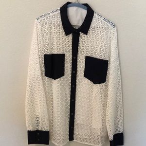 JCrew white open weave blouse Sz. 14